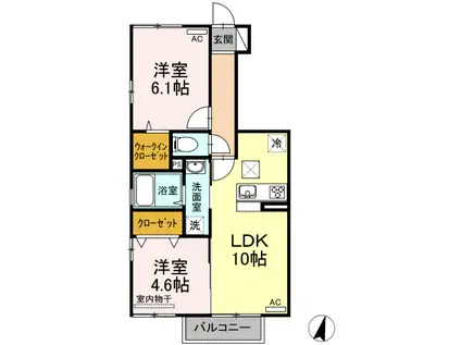 フラワーメゾン A棟(2LDK/1階)の間取り写真