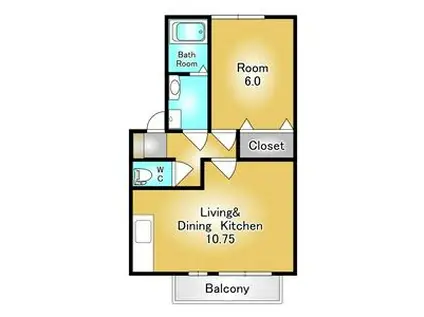 パラディーゾA(1LDK/2階)の間取り写真