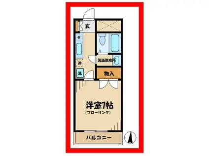 グランデュールアサノ(1K/2階)の間取り写真