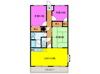メッセ・ミサキ I II(3LDK/3階)の間取り写真