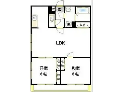 セルアーモスナダII(2LDK/1階)の間取り写真