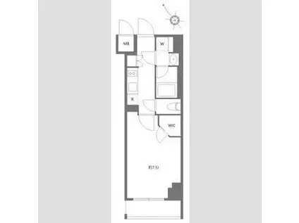 ケーディーエックスレジデンス豊洲(1K/6階)の間取り写真