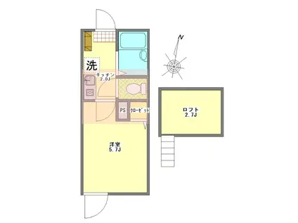 フォレストテラス扇大橋(1K/3階)の間取り写真