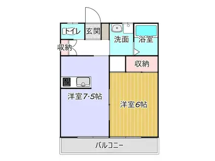メゾン ファーストリリィ(1DK/2階)の間取り写真