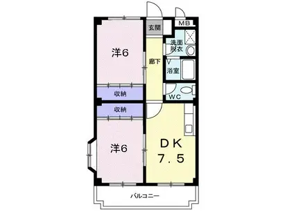 エルカーサ引野(2DK/3階)の間取り写真