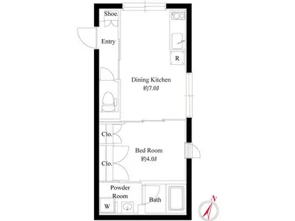 DIT NIHONBASHI(1DK/2階)の間取り写真