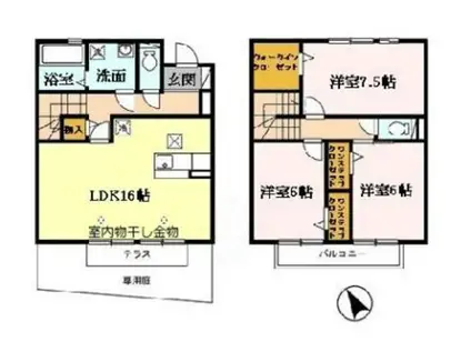 ガンダヴューハ 3番館(3LDK/2階)の間取り写真