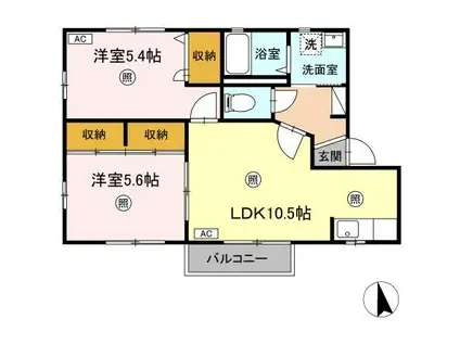 ヴィクトリータウンE(2LDK/1階)の間取り写真