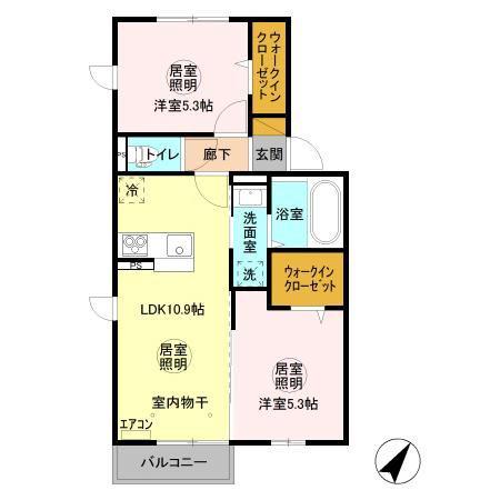 三の丸キャッスル B(2LDK/2階)の間取り写真