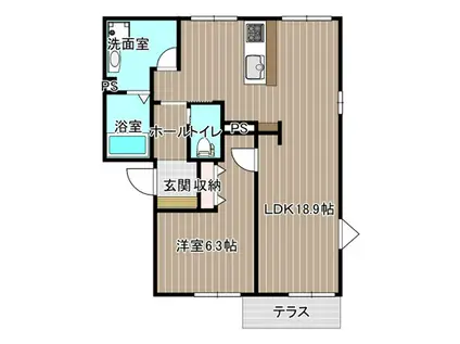 フレグランス藤沢A棟(1LDK/1階)の間取り写真