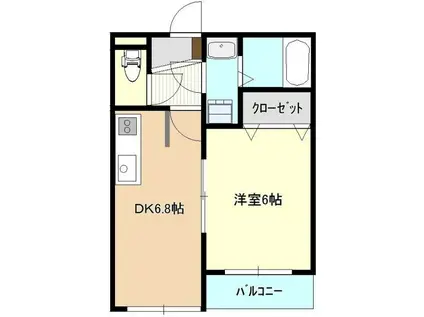 ファイン赤崎(1DK/3階)の間取り写真