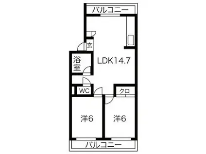 COMFY鴻池新田駅前(2LDK/2階)の間取り写真