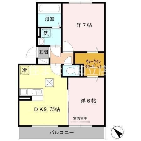 プラムビレッジII(2DK/1階)の間取り写真