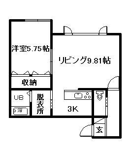 ピアコートシャンテ(1LDK/2階)の間取り写真