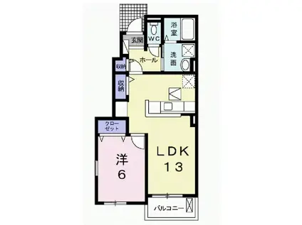 ニューエクレール(1LDK/1階)の間取り写真