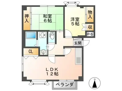 レヴンワース D棟(3DK/2階)の間取り写真