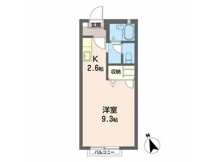 グリーン・ウィンディ(1K/1階)の間取り写真