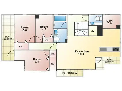 マキ千早(3SLDK/3階)の間取り写真