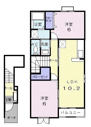 エテルノブローテI(2LDK/2階)の間取り写真