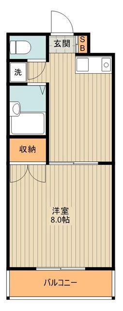 グランデ国立(1DK/3階)の間取り写真