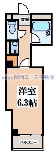ビラ菱屋西(1K/3階)の間取り写真