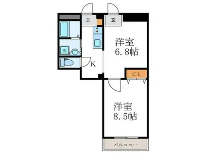 西大路御池ハイツイチキ(2K/2階)の間取り写真