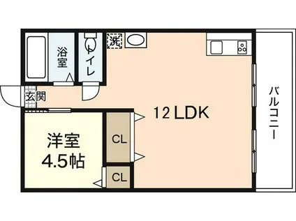 山田ビル(1LDK/3階)の間取り写真