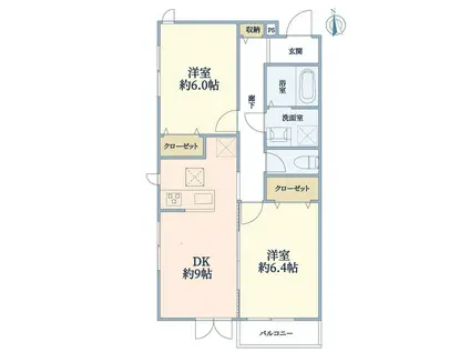 ザ・下北沢レジデンス(2DK/3階)の間取り写真