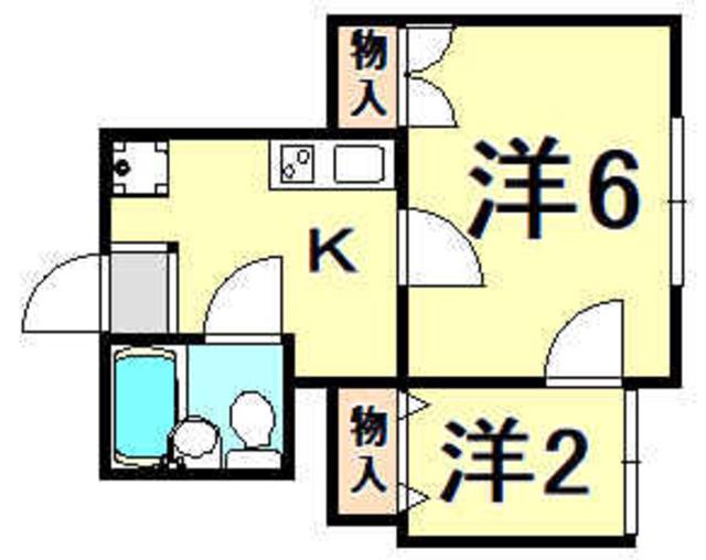 ベル今津(2K/2階)の間取り写真