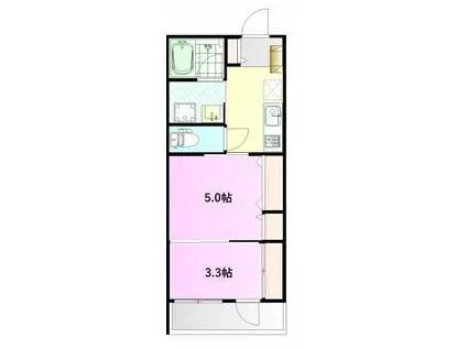 PORTE百合丘(1DK/3階)の間取り写真