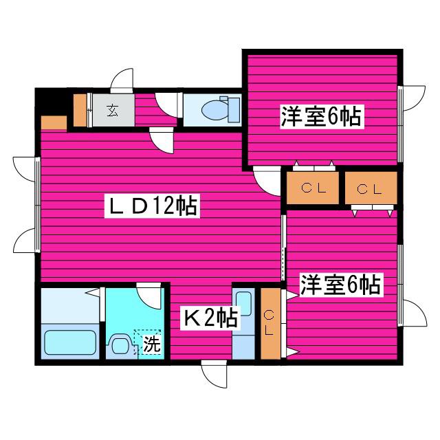 アイリス(2LDK/2階)の間取り写真