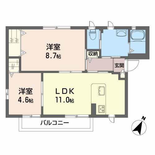 ガーデン・わき(2LDK/2階)の間取り写真