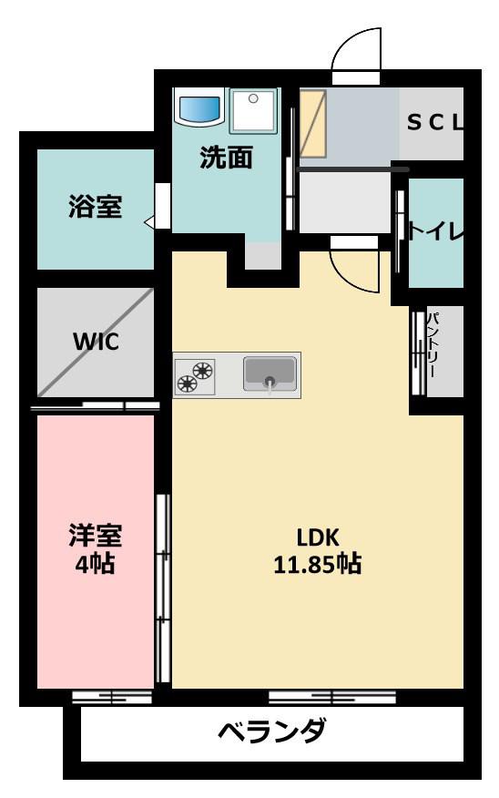 ル・リオンクリーク(1LDK/3階)の間取り写真