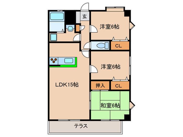 プレイス曙(3LDK/3階)の間取り写真