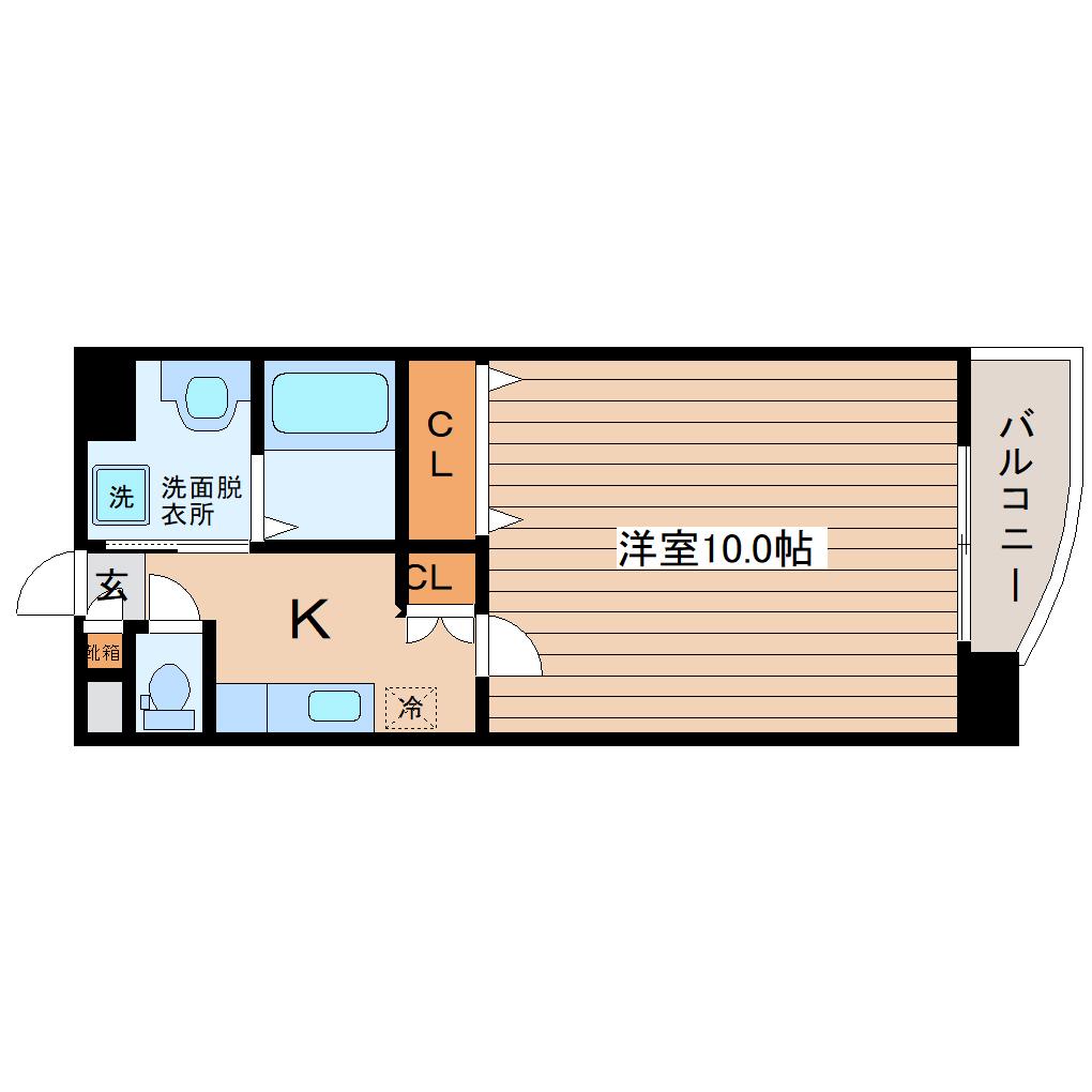 アニバーサリー第九木町通(1K/2階)の間取り写真