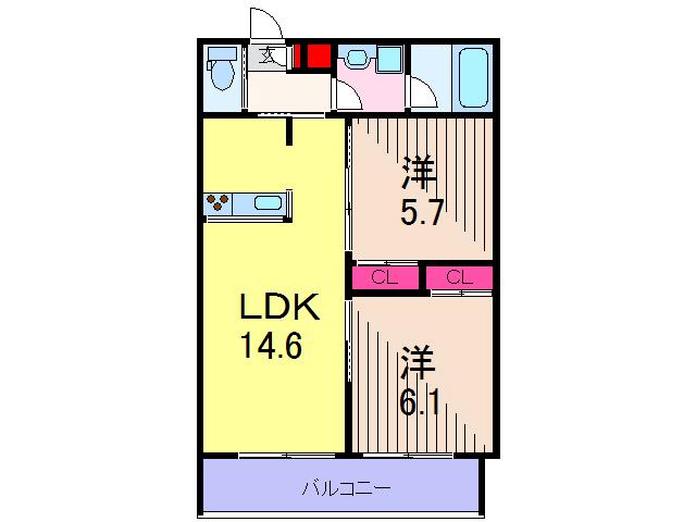 ラフィーネブラン(2LDK/3階)の間取り写真