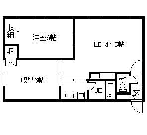 ウエストヴィレッジI(2LDK/1階)の間取り写真
