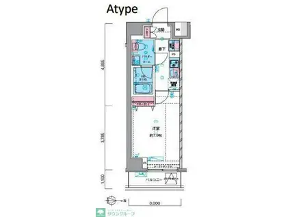 ジェノヴィア押上スカイガーデン(1K/3階)の間取り写真