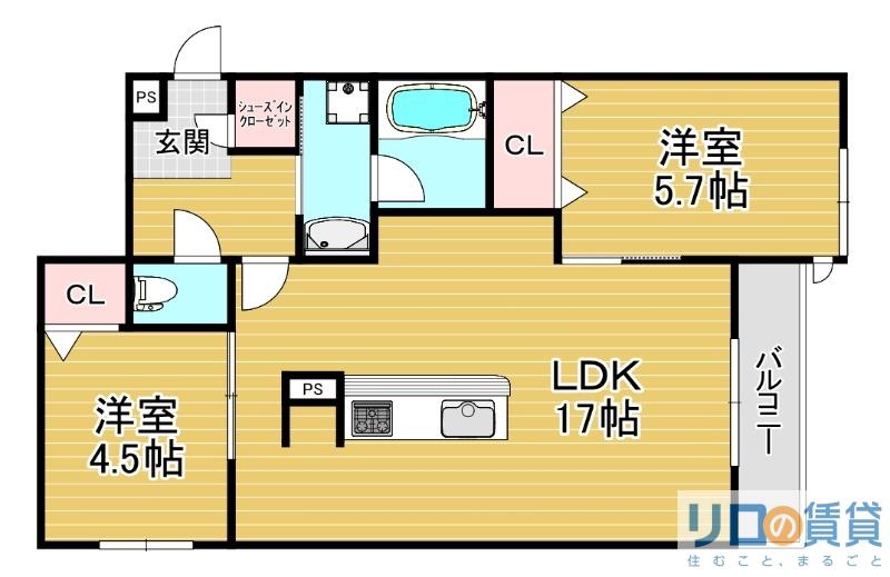 クラシスト瑞光(2LDK/2階)の間取り写真