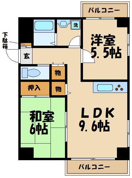 フレアつつじケ丘(2LDK/3階)の間取り写真
