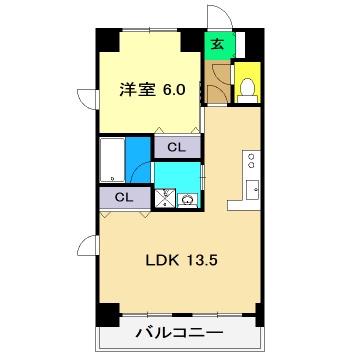 シャルマン(1LDK/5階)の間取り写真