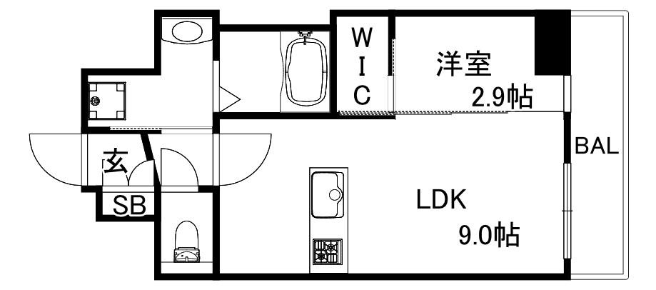 スワンズシティ神戸湊川II(1LDK/14階)の間取り写真
