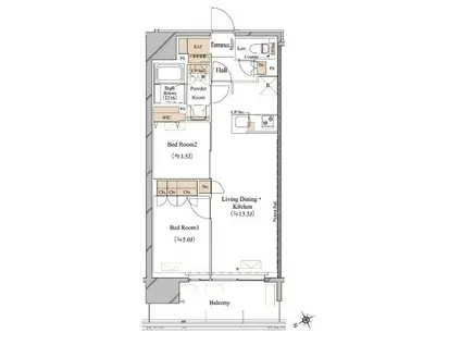 ブランシエスタ浅草蔵前(2LDK/8階)の間取り写真