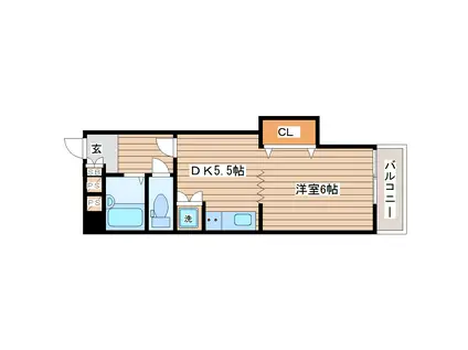 ダイアパレス北六番丁(1DK/6階)の間取り写真
