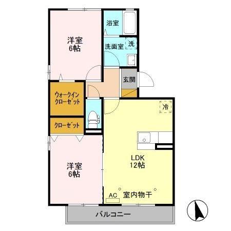 ノールベルクB棟(2LDK/3階)の間取り写真