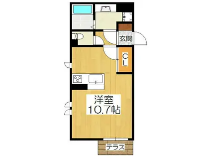 京しみず(ワンルーム/1階)の間取り写真