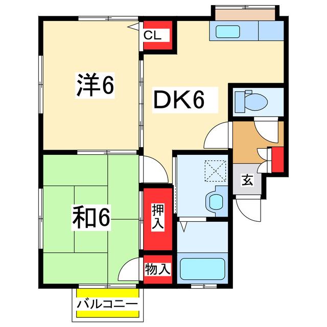 シークレイン(2DK/1階)の間取り写真