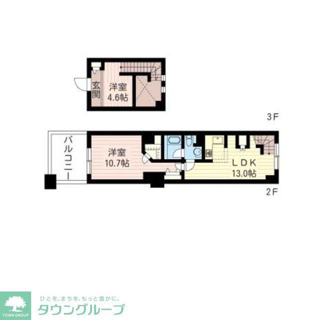 レジデンスシャルマン月島(2LDK/3階)の間取り写真