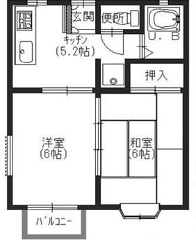 ハイツムティアラ(2DK/2階)の間取り写真