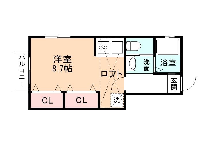カームプレイス(ワンルーム/2階)の間取り写真
